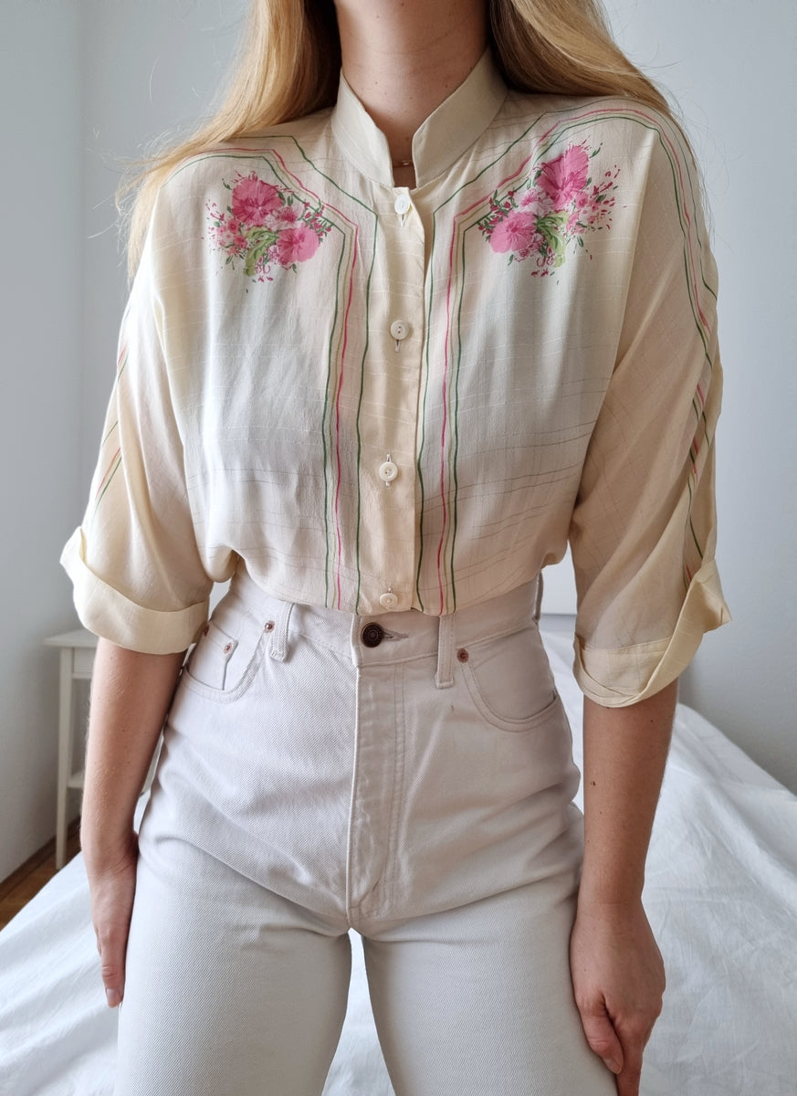 Louis FERAUD Black and white cashmere silk blouse (soili…