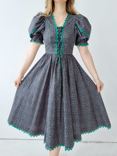 Vintage Floral Garden Midi Dress