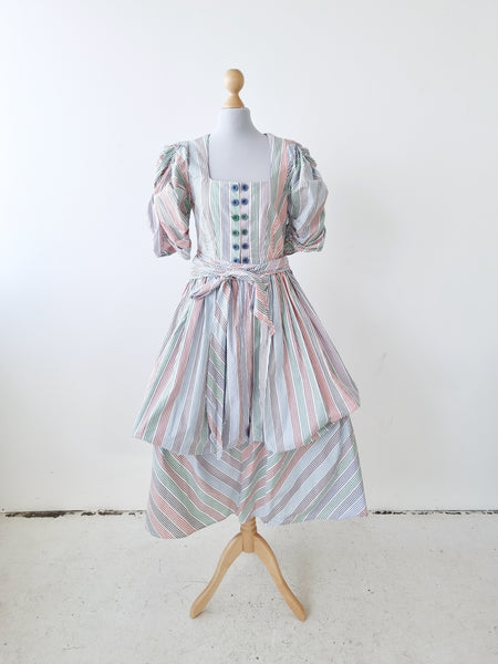 Vintage Striped Balloon Maxi Dress