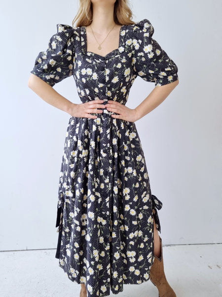 Vintage Daisy Polka Dot Maxi Dress