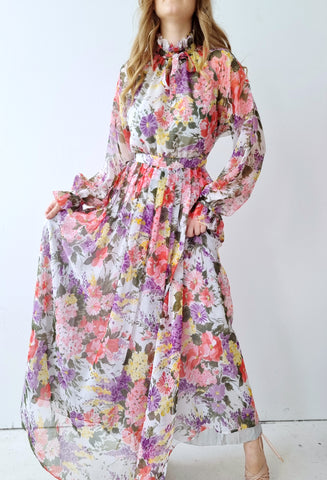 Vintage 70s Maxi Floral Dress
