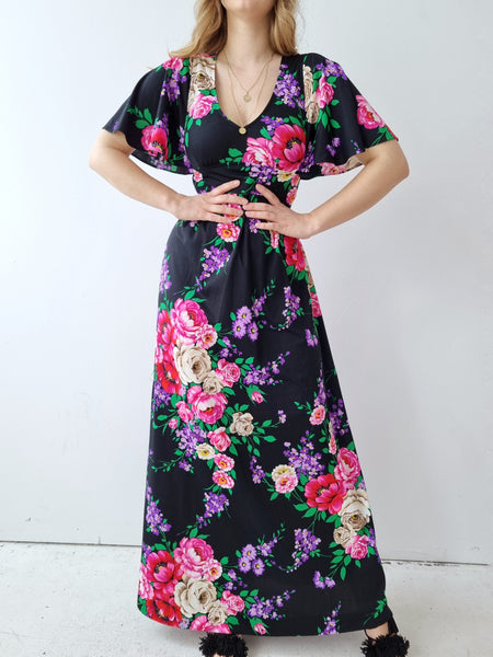 Vintage Maxi Blooming Peonies Dress