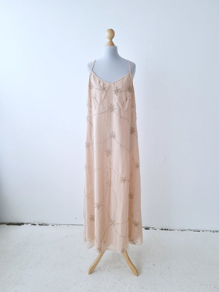 Vintage Blush Sequin Maxi Dress