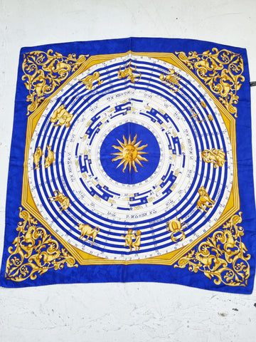 Vintage Blue Astrology Silk Scarf