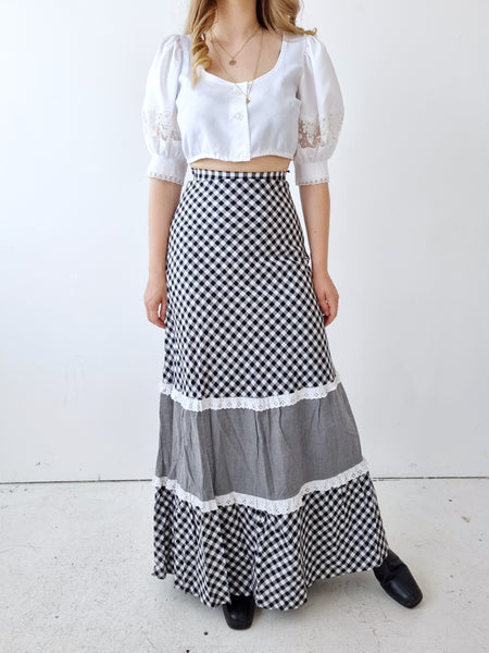 Vintage Country Gingham Maxi Skirt