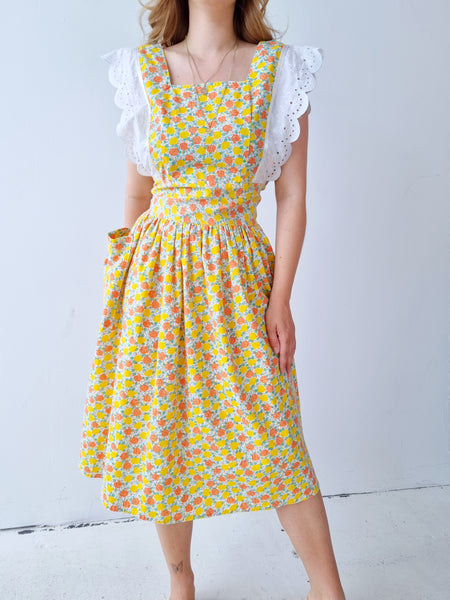 Vintage Pinafore Buttery Roses Dress