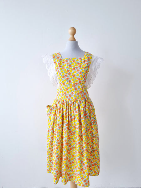 Vintage Pinafore Buttery Roses Dress