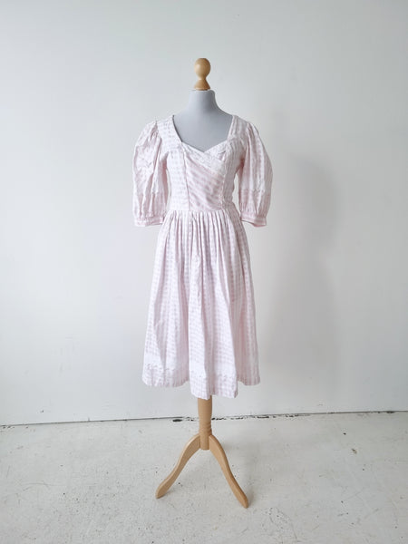 Vintage Light Blush Puff Sleeves Dress