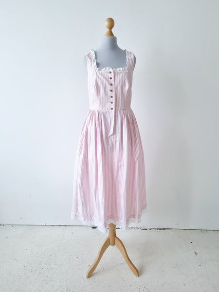 Vintage Light Pink Striped Dirndl Dress