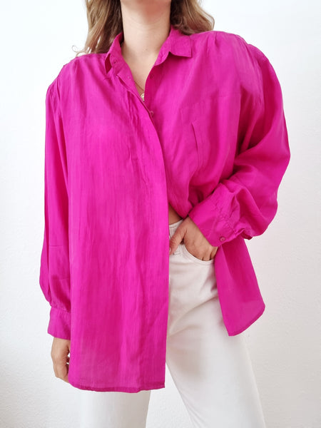 Vintage Hot Pink Silk Blouse