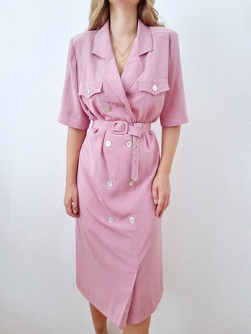 Vintage Dusky Pink 80s Dress