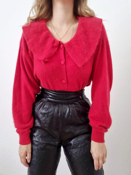 Vintage Super Soft Red Angora Cardigan