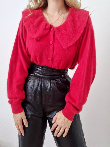 Vintage Super Soft Red Angora Cardigan