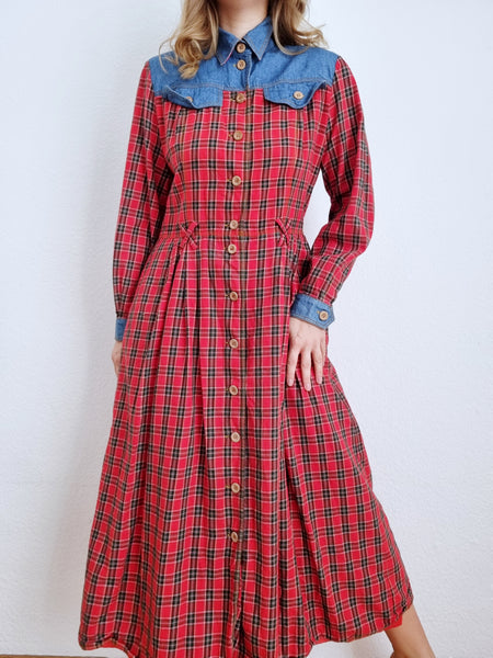 Vintage Betty Barclay Plaid Maxi Dress