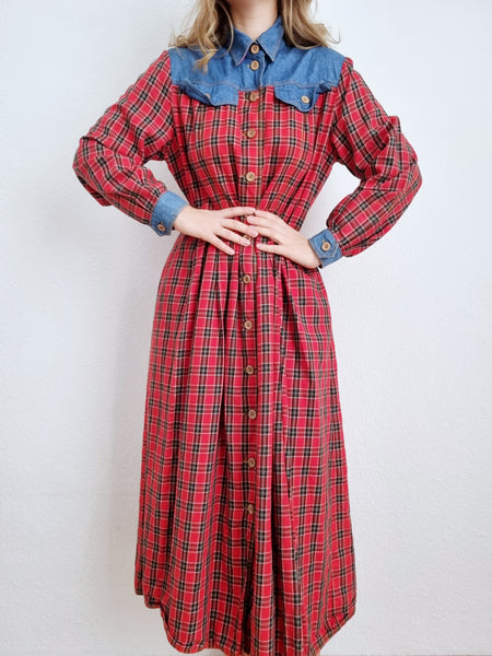 Vintage Betty Barclay Plaid Maxi Dress