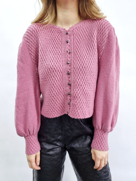 Vintage Handmade Dusky Pink Wool Cardigan