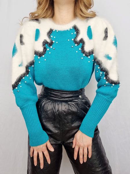 Vintage Turquoise Angor Blend Pullover