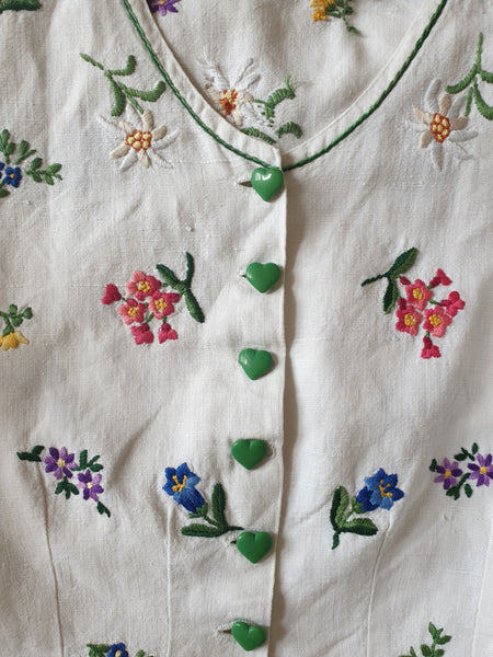  Hand Embroidered Flower Blouse