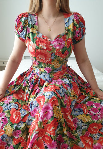  Vintage Flower Bombe Princess Sleeve Dress