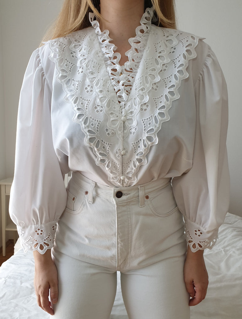 Vintage Classic White Puff Sleeve Blouse – issimavintage