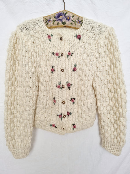 Vintage Handmade Soft Roses Cardigan