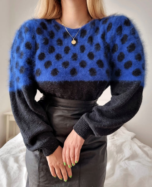 Vintage Soft Polka Dot Puff Sleeve Pullover