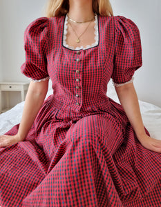 Vintage Handmade Heart Lace Puff Sleeve Dress