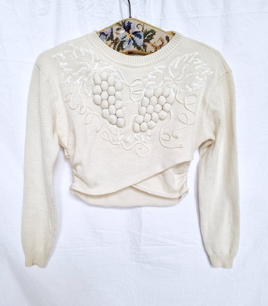 Vintage Designer Cropped Grapevine Pullover