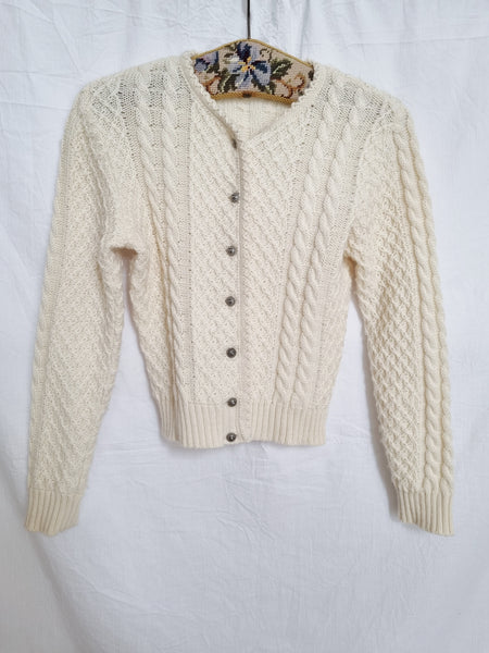 Vintage Pure Wool White Cardigan