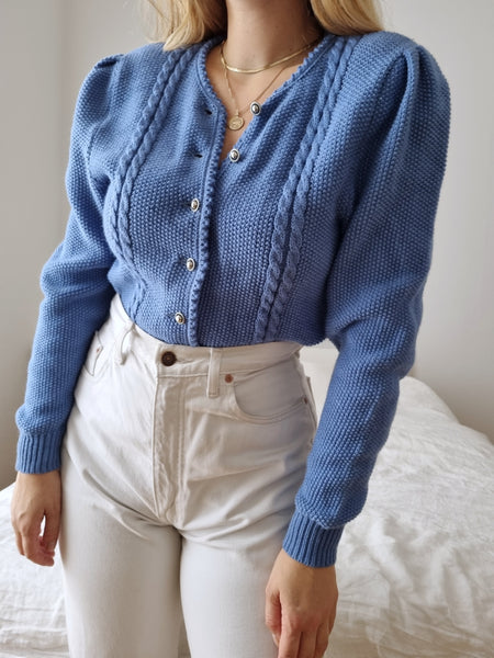 Vintage Light Blue Wool Cardigan