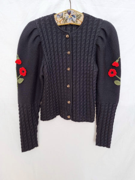 Vintage Poppy Wool Cardigan