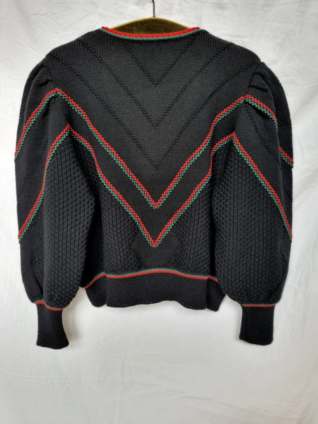 Vintage Mega Puff Sleeve Wool Cardigan