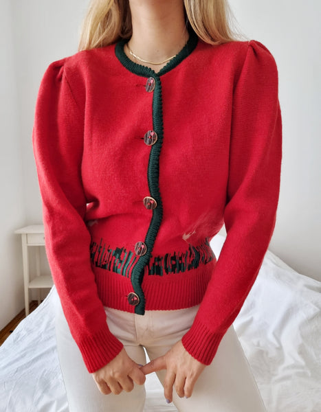 Vintage Red Duck Soft Wool Cardigan