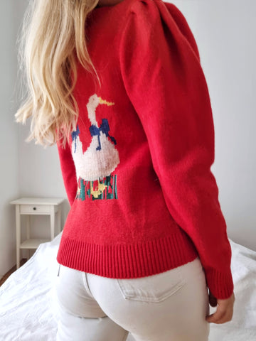 Vintage Red Duck Soft Wool Cardigan
