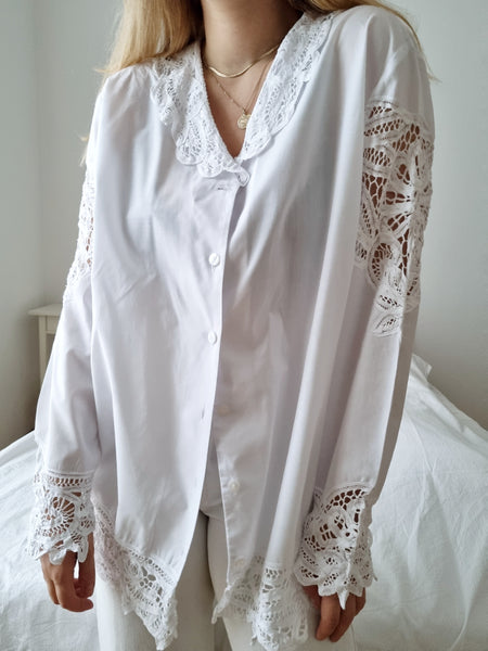 Vintage Relaxed Cotton Lace Blouse