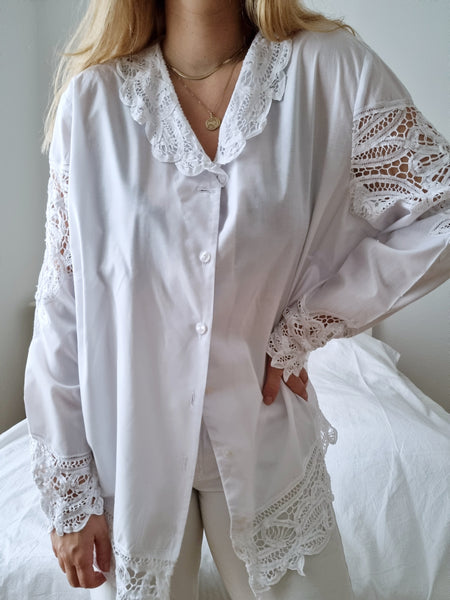 Vintage Relaxed Cotton Lace Blouse