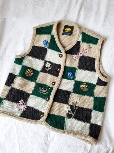 Vintage Pure Wool Embroidered Vest