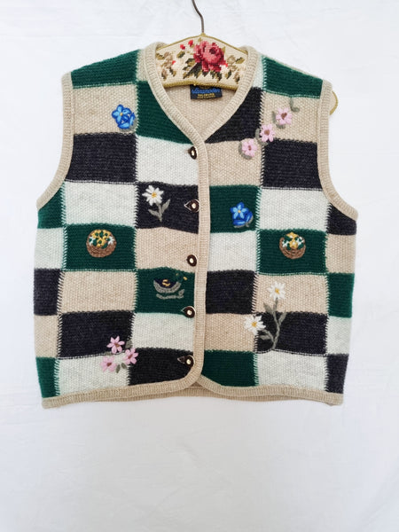 Vintage Pure Wool Embroidered Vest