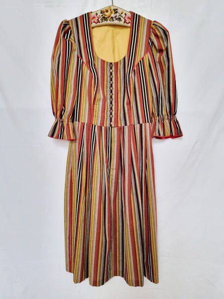 Vintage Handmade Striped Puff Sleeve Dress
