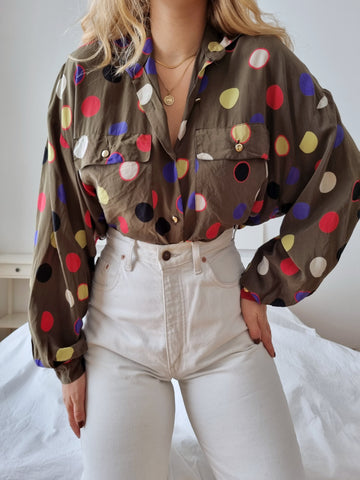 Vintage Spotted Silk Blouse