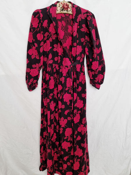 Vintage Handmade Red Roses Maxi Dress