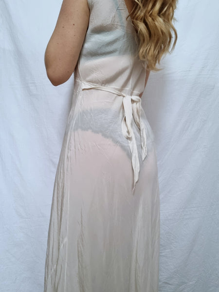 Vintage Hand Embroidered Silk Maxi Dress