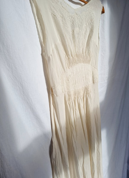Vintage Hand Embroidered Silk Maxi Dress