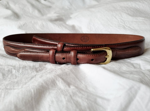 Vintage Gold Buckle Brown Leather Belt