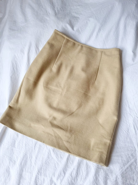 Vintage Beige High Waist Mini Skirt