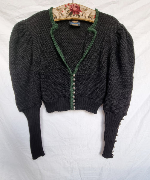 Vintage All Black Mutton Sleeve Cardigan
