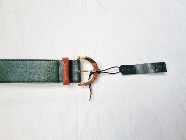 Vintage Green Leather Belt