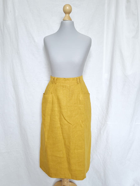 Vintage Mustard  Linen Skirt