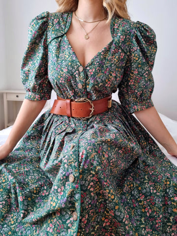 Vintage Primavera Puff Sleeve Dress