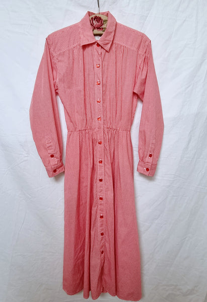 Vintage Cotton Red Gingham Maxi Dress